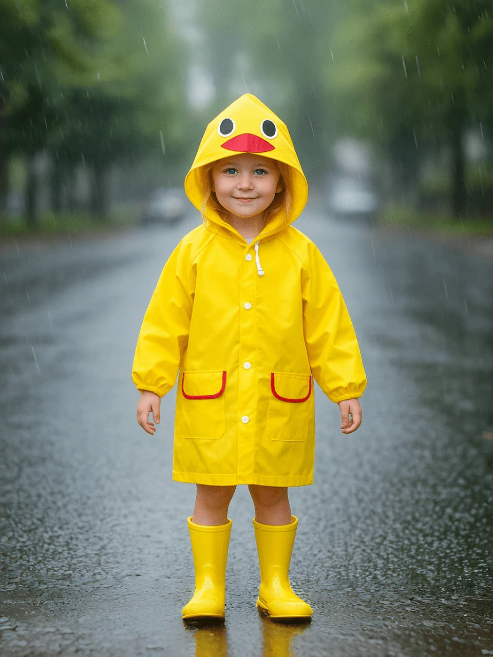 Cartoon Rain Poncho For Kids - Waterproof Infant Raincoat, 90-130cm Length,5-7Ages