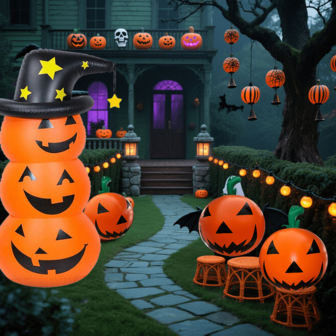 Décorations gonflables d'extérieur pour Halloween, guirlande de citrouilles d'Halloween, mini citrouilles gonflables d'Halloween, décorations gonflables d'Halloween, convient pour une utilisation intérieure et extérieure, peut être suspendu ou placé individuellement