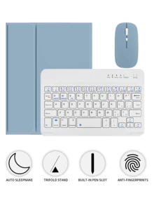 [Wireless Keyboard Case With Mouse] Wireless Bluetooth Keyboard Case With Detachable Wireless Mouse, Compatible With IPad Air 1/Air 2/Air 3/Air 4/Air 5/6, Compatible With IPad 5th/6th/7th/8th/9th/10th/11th Gen, Compatible With IPad Pro 12.9" (2020/2021/2022), Compatible With IPad Pro 11" (2018/2020/2021/2022), Galaxy Tab And Redmi Pad SE - Soft TPU Back Cover, Magnetic Detachable, With Pen Slot