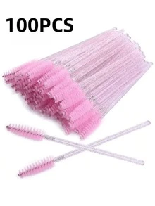 100支一次性睫毛膏刷，水晶眉刷（适用于睫毛嫁接），粉色睫毛刷（带收纳盒），眉刷，眼影刷，刷子