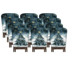 2/4/6pcs Christmas Tree Pattern Linen Chair Covers, Home Decor, Suitable For Christmas Gifts, Christmas Decoration, Daily Home, Living Room, Dining Room, Garden, Hotel, Washable Polyester Material Chair Seat Cushion Covers