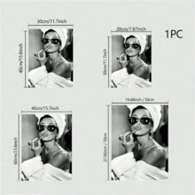 1 pieza Obra de arte de pared de Audrey, impresión en blanco y negro, foto de moda vintage, arte antiguo, póster, decoración de pared de moda, obras de arte de pared vintage sin marco, pósteres