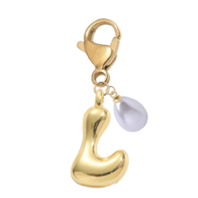 Bubble Buchstaben süßes Buchstaben Halsketten Anhänger A-Z, Glücklicher Kristall Anhänger mit tropfenförmiger Perle, glänzender Legierung Taschenanhänger / Rucksackanhänger / Schlüsselanhänger / Schlüsselring / Auto Anhänger / Geldbörse Accessoire, stilvoller vielseitiger Schmuckgeschenk für Frauen, Mädchen, Teenager, perfekt für den täglichen Gebrauch, Taschendekoration, Schule, Arbeit, Reisen, Geburtstag, Valentinstag, Weihnachten, Neujahrgeschenkidee