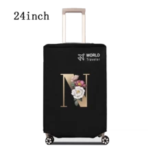 1 件行李箱罩无弹性无纺布行李箱保护套行李防尘罩适用于 20-30 英寸拉杆箱防刮行李箱保护套玫瑰金首字母图案旅行配件返校必备品
