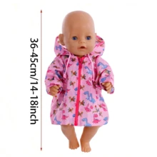 Delicate Craftsmanship Raincoat For 18-Inch Dolls, Fits 14-18inch Newborn Dolls,One-Piece Outfit (Doll Not Included)