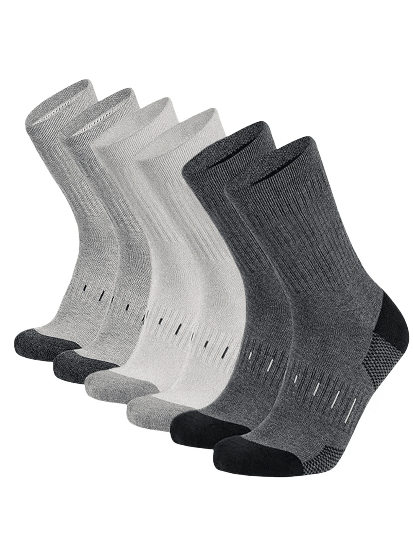 5 Pares de Meias Cano Médio Tipo Crew para Homens, Absorventes de Umidade e Respiráveis.