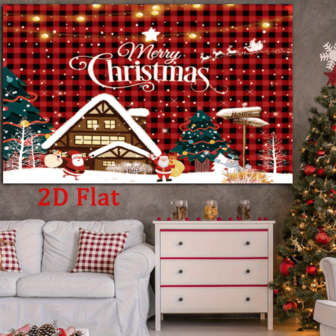 2D platt jultomte med julgran och öppen spis fotobakgrund, juldekor för porträttfotografering, julfirande, mångsidig banderoll, ingen elektricitet behövs, lämplig för evenemang och heminredning, god jul fotobåsbakgrund, mångsidig fest- och evenemangsdekoration inomhus/utomhus, polyester, ingen elektricitet behövs, perfekt för juldekoration