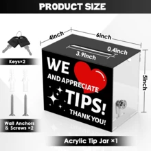 Trinkgeldbox für Barkeeper, Acryl-Trinkgeldbox für Spendenbox, Spendenkasse, Trinkgeldkasse, Sammelbox für Restaurant, Musiker, Fahrer