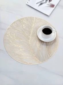 1 peça novo jogo americano de mesa de jantar em PVC, jogo americano de luxo minimalista, jogo americano redondo de mesa de jantar em PVC à prova d'água e resistente ao calor, jogo americano requintado com relevo 3D, não perfurado, sem vazamento