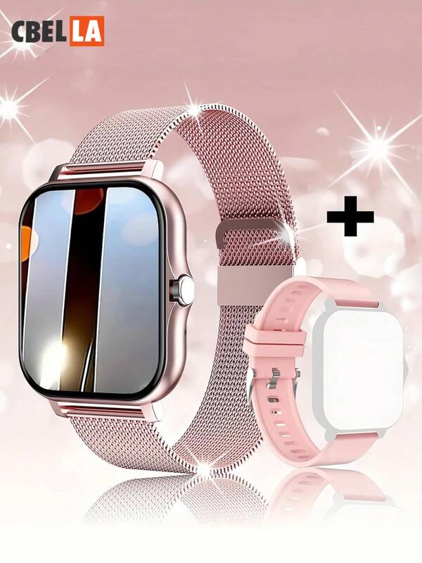 CasaBella Reloj inteligente para hombre y mujer, correa de metal + correa de silicona, pulsera inteligente con función de llamada Bluetooth, soporte de carga inalámbrica, reloj deportivo resistente al agua, con monitoreo del sueño, calorías, podómetro y función de frecuencia cardíaca