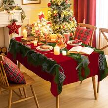 1/20 pièces Nappe de Noël vintage en polyester avec motif de boules de Noël et de cannes en bonbon, convient pour les restaurants, les cuisines et les fêtes, tissée, décorations de fête de Noël, convient pour une utilisation intérieure et extérieure, accessoires de cuisine, idées cadeaux