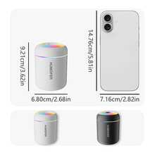 1 szt. Kolorowy dyfuzor LED, domowy elektryczny dyfuzor zapachowy, mini nawilżacz powietrza – cichy, zasilany przez USB, bezgłośna praca, możliwość dodawania olejków eterycznych i zapachów, odpowiedni do sypialni, salonu, wystroju biura, nowoczesny nawilżacz, plastikowy nawilżacz powietrza