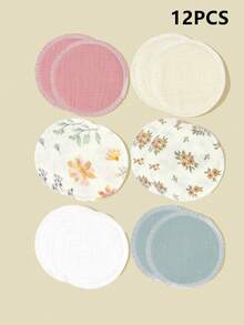 12 piezas de almohadillas de lactancia reutilizables, almohadillas para el pecho lavables para fugas durante la lactancia, de absorción rápida y transpirables, artículo esencial para la lactancia - Multicolor - Ver 8