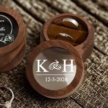 1pc Customized Valentine's Day Wooden Ring Box With Transparent Acrylic Cover, Can Be Used As Earring Box, Double Slot Ring Holder, Velvet Lining, Multiple Colors, Designs And Styles Available, Personalized Engagement Ring Box, Elegant Bridal Gift, Perfect For Storage And Display, Ideal For Proposals, Engagements, Weddings, Anniversaries, Valentine's Day, Mother's Day - Multicolor - View 33