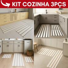 100% Cotton Kitchen Rug Kit With Mandacaru Runner 3 Pcs - 灰色 - 查看 2