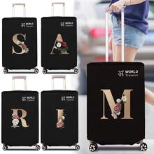 1pc Luggage Cover Non-Woven Suitcase Protector Baggage Dust Cover Suitable For 20-30 Inch Trolley Case Scratch-Resistant Luggage Protector Covers Rose Gold Initial Letter Pattern Travel Accessories Back To School Essentials
