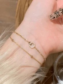 1 件女士简约莫比乌斯环手链 - 金色 - 查看 1