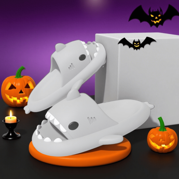 Chinelos com design de tubarão, chinelos engraçados antiderrapantes para áreas internas/externas, com desenho animado, para adultos e casais