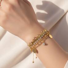5Pcs/Set Gold Jewelry Bracelet Set, With Water Droplets, Sequins, And Cuban-Style Bracelets Design For Women, Great For Christmas/Halloween/Valentine's Day - Bạc - Xem 7