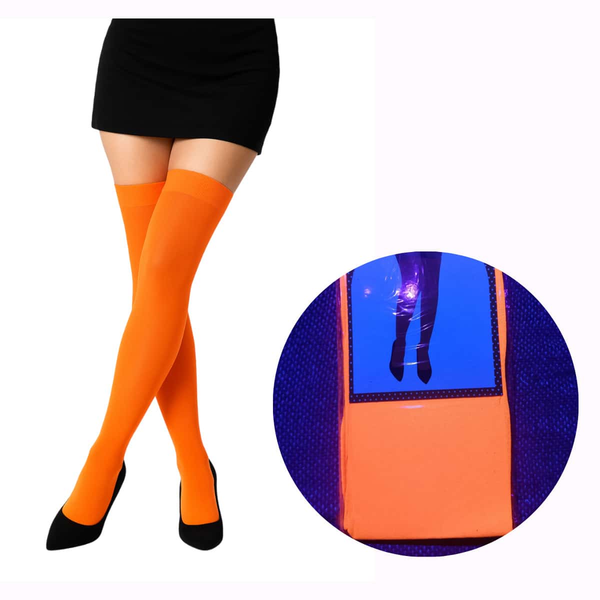 Meia 7/8 Festa Fantasia Colorida Neon Adulto Cosplay