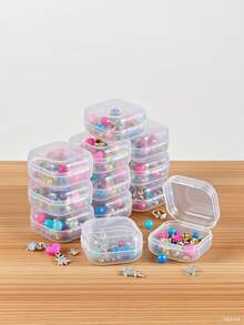 1pc Multi-Functional Transparent Plastic Box - Various Sizes, For Organizing Beads, Crafts, Diamond Painting, Earphones, Cables, Chargers, Small Office Desktop Items Storage. Christmas