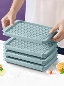 104pcs Mini Ice Cube Tray, Small Pebble Crushed Ice Cube Tray With Lid, Freeze Drinks, Coffee, Juice (0.56 Inch - Blue/Green) - Multicolor - View 4