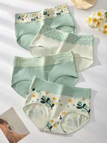 8 件套女式高腰印花棉质氨纶透气低腰内裤，休闲舒适 - 彩色 - 查看 5