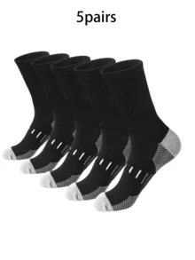 5 Pares de Meias Cano Médio Tipo Crew para Homens, Absorventes de Umidade e Respiráveis.