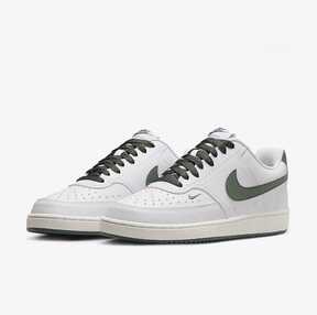  Nike Synthetic Leather Upper Retro Basketball Style Outdoor Women's Skateboard Shoes, New COURT VISION LOW Model, Lightweight & Comfortable Mesh, Daily Casual Low-Top Sneakers, White & Green Fresh Tone, Flat Shoes, Versatile FV9952-101