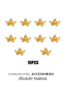 3 件/5 件/10 件不锈钢丘比特翼天使吊坠，精致女士珠宝，3D 设计，18K 镀金，DIY 珠宝制作，适用于项链、手链、耳环、钥匙扣和其他吊坠，批发 - 天使 - 查看 11