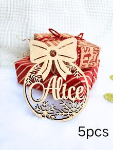 1/3/5pcs Personalized Name Wood & Acrylic Ornament – Custom Laser Cut Hanging Decor, Personalized Keepsake For Valentine's Day Gift, Eid Al-Fitr Celebration, Easter Gifts & Spring Home Decoration, Unique Anniversary & Birthday Gift, Custom Name Ornament For Family, Couples & Kids - Multicolor - View 18