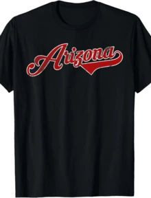 Arizona Baseball Distressed Retro Vintage T-Shirt - Black - View 1