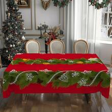 1/20 pièces Nappe de Noël vintage en polyester avec motif de boules de Noël et de cannes en bonbon, convient pour les restaurants, les cuisines et les fêtes, tissée, décorations de fête de Noël, convient pour une utilisation intérieure et extérieure, accessoires de cuisine, idées cadeaux