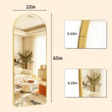 21"X64" Arched Full Length Mirror With Rectangular Corners - Gold - View 2