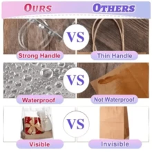 Reusable PVC Plastic Gift Bags, 10 Pack - Trong sáng - Xem 5