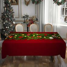 1/20 pièces Nappe de Noël avec motif de boules de Noël, cloches, cannes en bonbon - Nappe de table festive pour la restauration, les fêtes et la décoration de la maison - Matériau durable, parfait pour les cadeaux de Noël et les célébrations du Nouvel An, décorations de table de Noël