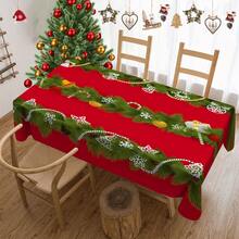 1/20 pièces Nappe de Noël vintage en polyester avec motif de boules de Noël et de cannes en bonbon, convient pour les restaurants, les cuisines et les fêtes, tissée, décorations de fête de Noël, convient pour une utilisation intérieure et extérieure, accessoires de cuisine, idées cadeaux