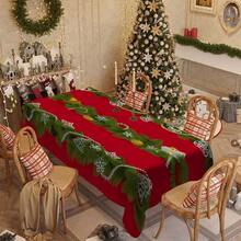 1/20 pièces Nappe de Noël vintage en polyester avec motif de boules de Noël et de cannes en bonbon, convient pour les restaurants, les cuisines et les fêtes, tissée, décorations de fête de Noël, convient pour une utilisation intérieure et extérieure, accessoires de cuisine, idées cadeaux