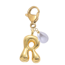 Bubble Buchstaben süßes Buchstaben Halsketten Anhänger A-Z, Glücklicher Kristall Anhänger mit tropfenförmiger Perle, glänzender Legierung Taschenanhänger / Rucksackanhänger / Schlüsselanhänger / Schlüsselring / Auto Anhänger / Geldbörse Accessoire, stilvoller vielseitiger Schmuckgeschenk für Frauen, Mädchen, Teenager, perfekt für den täglichen Gebrauch, Taschendekoration, Schule, Arbeit, Reisen, Geburtstag, Valentinstag, Weihnachten, Neujahrgeschenkidee