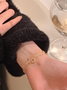 1 件女士简约莫比乌斯环手链 - 金色 - 查看 3