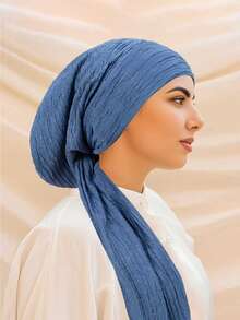 1件新款纯色弹力发带帽，多功能褶皱头巾帽，女士连衣裙适用