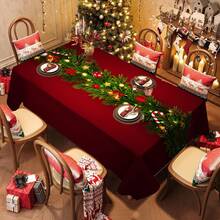 1/20 pièces Nappe de Noël avec motif de boules de Noël, cloches, cannes en bonbon - Nappe de table festive pour la restauration, les fêtes et la décoration de la maison - Matériau durable, parfait pour les cadeaux de Noël et les célébrations du Nouvel An, décorations de table de Noël