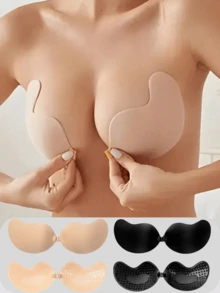 2/1 pieza Sujetador adhesivo invisible sin tirantes: Pegatinas de silicona sexy para el pecho de mujeres, adecuado para vestidos con tirantes, vestidos de boda. Recoge los pechos pequeños para mostrar pechos grandes. Pegatinas invisibles para el pecho tipo taza de mango como ropa interior