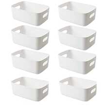 1/2/4/6/8/10PCS 橱柜整理器，时尚储物篮储物箱，用于整理橱柜厨房浴室桌面桌面储物篮，用于化妆品和杂物，便携式塑料多功能化妆品整理器，纯色 - 彩色 - 查看 8