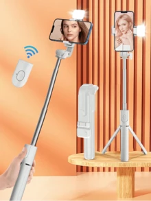 Palo de selfie de 170cm/67 pulgadas con luz de relleno, trípode de aluminio extensible con control remoto Bluetooth, compatible con iPhone y teléfonos inteligentes Android, perfecto para viajes, vlogging, video y fotografía. Con luz de relleno compatible con iPhone y Android para vacaciones de verano, viajes, actividades al aire libre y transmisión en vivo.