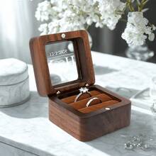 1pc Customized Valentine's Day Wooden Ring Box With Transparent Acrylic Cover, Can Be Used As Earring Box, Double Slot Ring Holder, Velvet Lining, Multiple Colors, Designs And Styles Available, Personalized Engagement Ring Box, Elegant Bridal Gift, Perfect For Storage And Display, Ideal For Proposals, Engagements, Weddings, Anniversaries, Valentine's Day, Mother's Day - Multicolor - View 27