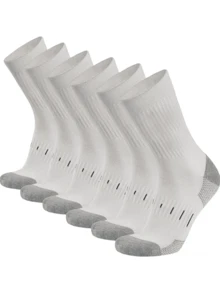 5 Pares de Meias Cano Médio Tipo Crew para Homens, Absorventes de Umidade e Respiráveis.