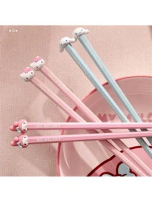 (Authorized) Sanrio 2pcs Hello Kitty Chopsticks, Yuguigou New Single Pack For Home Use, Meileti Split Meal Anti Slip Couple Cartoon High Appearance, Suitable For Family Travel And Dining (Slight Difference Between The Actual Product And The Picture)