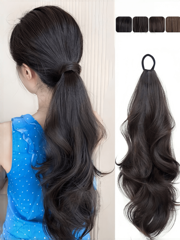 1pc Ponytail Hair Scrunchie, Wavy Curly Long Braid Wig, Natural Fluffy Slouchy Braided Ponytail, Suitable For Halloween, Christmas Gifts