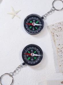 1pc Compass Keychain, Portable Directional Compass, Multifunctional Black Compass Keyring, Phone Pendant, Car Compass - Multicolor - View 5